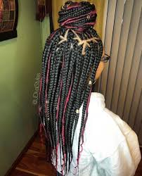 Black And Burgundy Hair Box Braids Black Box Braids With Burgundy Faux Locs Black Box Braids Box Braids Box Braids Hairstyles