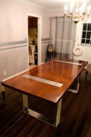 Solid Wood Dining Table With Stainless Steel Legs Dining Table Modern Dining Table Walnut Dining Table