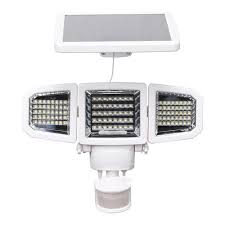 Solar panel powered 120 led security motion sensor floodlight waterproof outdoor garden light+remote 0 review cod. Patriot Lighting White Integrated Led Triple Head Solar Powered Motion Sensor Outdoor Security Flood Light At Menards