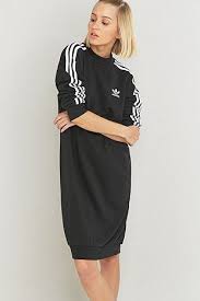 Adidas Originals 3 Stripe Black Midi Dress Adidas Dress Fashion Clothes Women Black Midi Dress