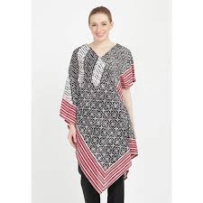 Tunik batik dress batik asimetris blouse hijab muslim. Batik Etniq Craft Manuhara Paris Asimetris Tunik Black Istyle
