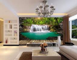 Decoration Murale Trompe L Oeil Effet 3d Extension D Espace Cascade Dans La Foret Tropicale Atelier Wybo Parement Mural Decoration Murale Papier Peint