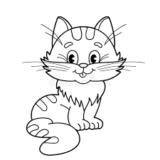 Cat coloring pages for kids are a fantastic way to keep yourself amused while coloring. Coloring Page Outline Of Cartoon Fluffy Cat Coloring Book For Kids Stock Vector Illustration Of Paint Page 73927272