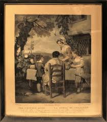 Antique 1798 George Keating Mezzotint Family Dinner Cottage Door After  Wheatley/ Antique Engraving Print/ English Engraving Print/ Art Work