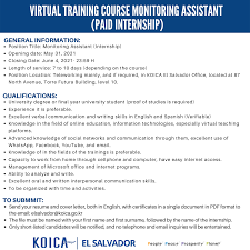 A cover letter serves as a formal introduction to your resume, and allows you to expand on various aspects of your work history. Job Vacancy We Are Looking For A Koica El Salvador Facebook