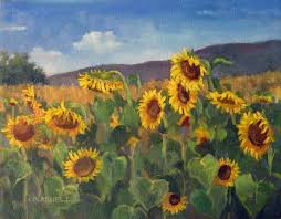Sunflower Field Painting Sunflower Painting Sunflower Art Painting
