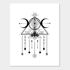 Wicca Sacred Geometry Moon Symbol And Dreamcatcher Talisman