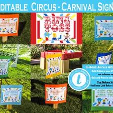 Just open templates in adobe reader and type over my sample text. Carnival Theme Party Decorations Circus Theme Party Decor Etsy