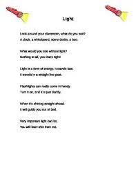 Light Energy Poem Light Energy Light Science Science Poems