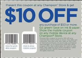 Get 10 Off 50 Or More In Store Printable Champion Coupon Printable Coupons Coupons Print Coupons