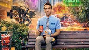 The one with ryan reynolds holding a paper coffee cup and tang fish in his hands. Neues Free Guy Poster Konnte Einen Uberraschenden Halo Cameo Zeigen Digideutsche