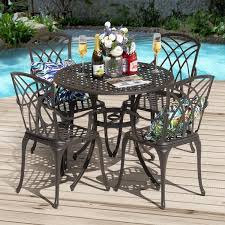 Aluminum patio table and chairs. Nuu Garden 5 Piece Cast Aluminum Patio Dining Set For Yard Porch Balcony Overstock 31979443