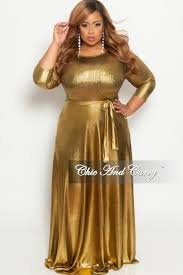 Final Sale Plus Size Gown With 3 4 Sleeves And Tie In Shiny Gold Seasonal Plus Size Formal Dresses Formal Dresses With Sleeves Plus Size Gowns Formal