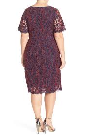 Free Shipping And Returns On Adrianna Papell Flutter Sleeve Lace Shift Dress Plus Size At Nordstrom Com Red Cording Makes A Vibrant Ou Vestidos Looks Roupas