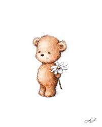 Drawing of teddy bear with daisy Digital Art by Anna Abramskaya