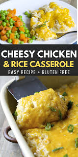 Cheesy Chicken And Rice Casserole In 2020 Cheesy Chicken Rice Casserole Chicken Recipes Casserole Free Casserole Recipes