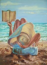 Summer Relax Lire Au Bord De L 39 Eau Sur La Plage Monika Luniak Born 1976 In Amazing Art Painting Art Art Painting