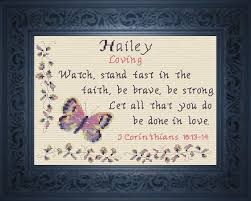 Hailey Name Blessings Personalized Cross Stitch Design From Joyful Expressions Cross Stitch Personalized Cross Cross Stitch Designs