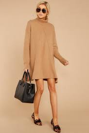 Flirty Tan Sweater Dress Knit Turtleneck Sweater Dress Dress 68 Red Dress Boutique Shop Red Dress Turtle Neck Dress Outfit Tan Dress Outfit
