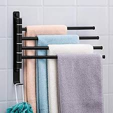 amazon com joubu 4 arms swivel towel rack matte black space saving swinging towel rack for bathroom towel rack bathroom wall mounted towel holder towel bar