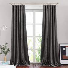Ships free orders over $39. Amazon Com Nicetown Grey Luxury Velvet Curtain Panels Home Decoration Window Treatments For Living Room Bedroom Home Theatre 2 Panel Per Pack 96 Inches Long Home Kitchen