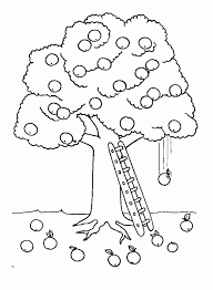 Tree Coloring Pages Apple Tree And Ladder Coloring Page Kids Tree Coloring Page Apple Coloring Pages Fruit Coloring Pages