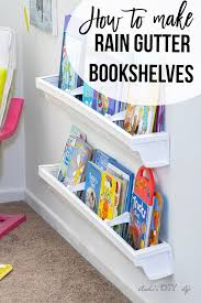 Vinyl gutters are much easier to work with than their aluminum counterpart and need a lot less maintenance to keep them operational for many years. Easy Diy Rain Gutter Bookshelves How To Install Anika S Diy Life