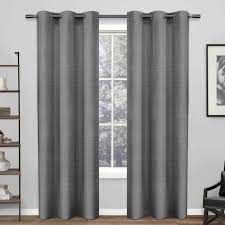 Black Pearl Raw Silk Light Filtering Grommet 96in Dark Grey Curtains Grey Curtains Curtains