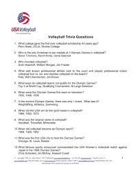 If you know, you know. Volleyball Trivia Questions United States Olympic Committee