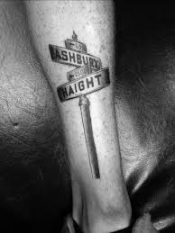 Classic, bright, solid, clean, bold, timeless. 30 Street Sign Tattoo Ideas For Men Navigational Designs