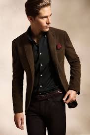 Black And Brown Outfits Mens Men S Dark Brown Blazer Black Long Sleeve Shirt Dark Brown Chinos Burgundy Polka Dot Pocket Square Business Casual Men Mens Outfits Formal Dresses For Men