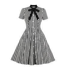 Beetlejuice es desagradable, come cucarachas, dice groserias todo el tiempo y siempre lleva un traje blanco y (jump in de line, rock your body in time) rock your body,child! Gothic Vintage Stripe Midi Dress With Bow Vintage Striped Dress Rockabilly Dress Striped Midi Dress