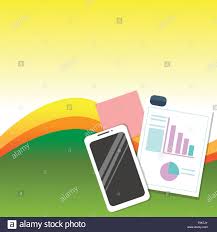 Layout Smartphone Off Sticky Notes Clipboard With Pie Chart