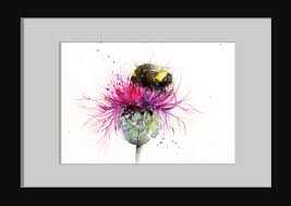 This is a beginner painting suitable for all level. Original Watercolour Painting Bumble Bee On A Thistle Jen Buckley Art