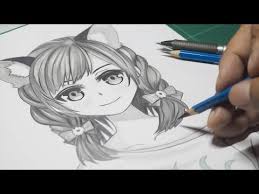 Pencil sketches of cartoon girls. How To Draw A Cute Anime Wolf Girl Using Only One Pencil