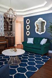 Plush large chaise sofa in dark blue velvet, £1,199, dfs. Glamorous Green Navy And Gold Modern Living Room Chicago By Chad Esslinger Design Houzz
