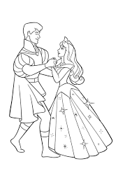 Princess aurora dancing with prince phillip coloring pages. Princess Aurora With The Prince Coloring Page