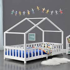 Rothwardonisches bett, breit mit gitter qualität: Kinderbett Mit Rausfallschutz Hausbett Mit Lattenrost Und Gitter Bettenhaus Aus Holz Spielbett In Verschiedenen Grossen Und Farben En Casa Mytoys