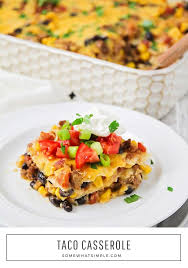 Easy Taco Casserole Recipe From Somewhat Simple Recipe Easy Taco Casserole Taco Casserole Recipes