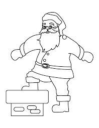 Santa claus is going down through a chimney christmas card. Printable Santa Claus Climbing Down Chimney Coloring Page