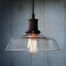 Angled clear glass vintage industrial pendant light fixture schoolhouse globe ** this item is ul listed ** style: Retro Industrial Pendant Light With Glass Shade