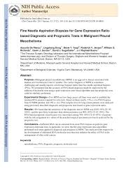 There are several tests that doctors can run to determine if a patient has a peritoneal mesothelioma diagnosis. Pdf Fine Needle Aspiration Biopsies For Gene Expression Ratio Based Diagnostic And Prognostic Tests In Malignant Pleural Mesothelioma