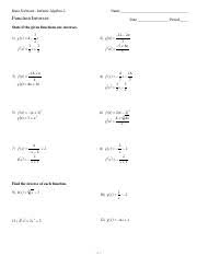 Free algebra 2 worksheets created with infinite algebra 2. Function Inverses Pdf Kuta Software Infinite Algebra 2 Name Function Inverses Date Period State If The Given Functions Are Inverses 3 X 2 1 3 F X X Course Hero