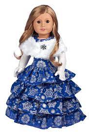 Silver Snowflake Blue Gown With White Stole And Long Gloves Etsy In 2021 American Girl Doll Clothes Patterns American Girl Doll Hairstyles American Doll Clothes