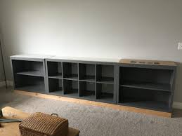 Ikea Hack Expedit Into Long Storage Unit Honeybear Lane Ikea Hack Painting Ikea Furniture Ikea Storage