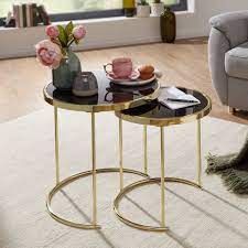 Retro sofatisch planctona in schwarz hochglanz und goldfarben gratis rückversand schneller & kostenloser versand auf rechnung lieferbar jetzt entspannt online kaufen. Finebuy Satztisch Fb49696 Design Satztisch Caro Schwarz Gold Beistelltisch Metall Glas Couchtisch Set Aus 2 Tischen Kleiner Wohnzimmertisch Metalltisch Mit Glasplatte Ablagetisch Modern Online Kaufen Otto