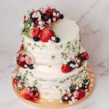 Two Tier Rustic Floral Berry With Thyme Berry Cake Birthday Fruit Wedding Cake Cupcake Cakes