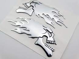 Skull Flame Fuel Gas Tank Fairing Emblems Badge Decal 3d Motorcycle L R New Pair Ebay Graffiti Style Art Fuel Gas Skull