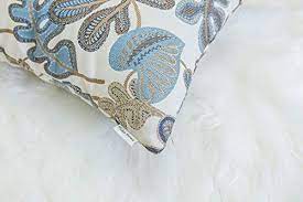 Crafted from natural coconut husks, these bowls feature a painted interior, one with a black made from natural coconut husks. Mika Home Set Of 2 Jacquard Tropical Leaf Pattern Throw Pillow Covers Decorative Pillowcase 20x20 Inches Blue Cream Pricepulse