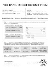 Confirm the deposit each pay cycle by signing in to chase.com, the chase mobile ® app or checking your account statement. Tcf Bank Direct Deposit Form Fill And Sign Printable Template Online Us Legal Forms